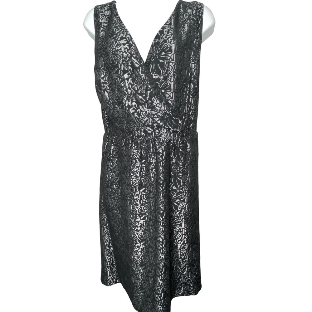 Lane Bryant Metallic Silver Black Flare Dress